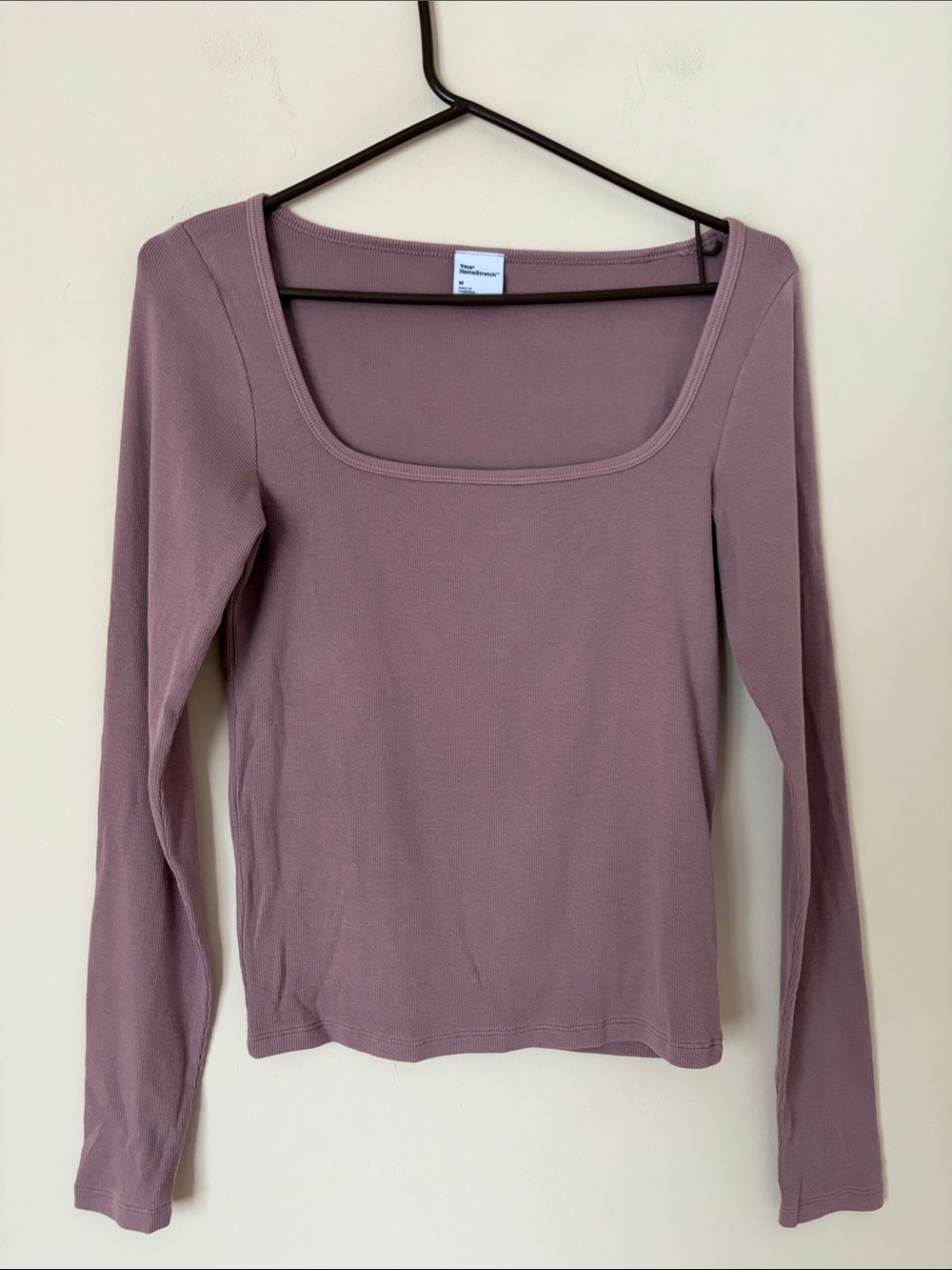Aritzia TNA Homestretch mauve square neck long sleeve top